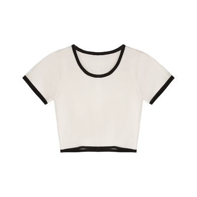 七斓纯欲风设计感小众短袖T恤女夏季辣妹修身显瘦短款露脐别致ins上衣