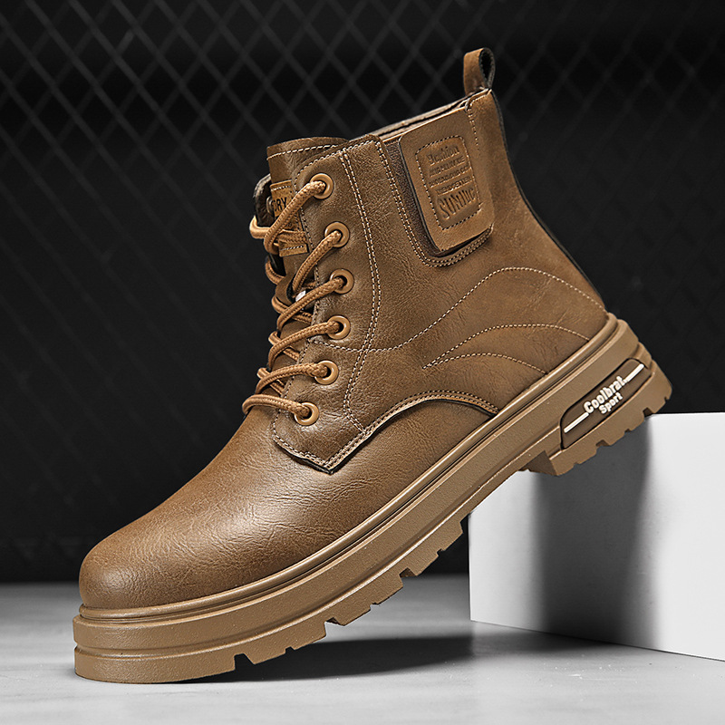 秋冬季复古增高马丁靴潮流高帮工装机车男士马丁男靴休闲百搭