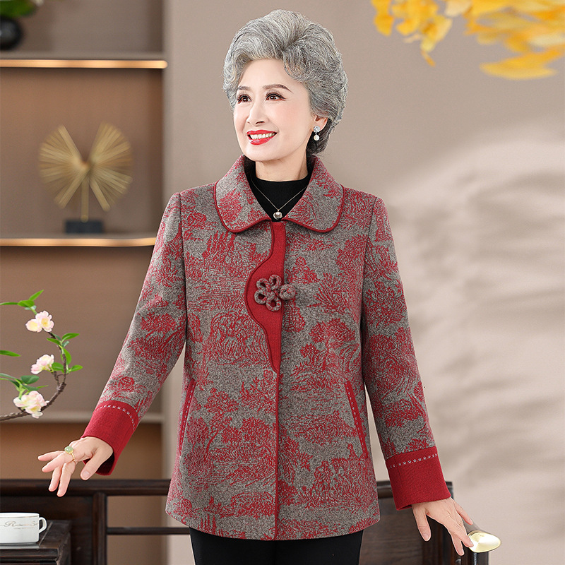 中老年奶奶装大码秋冬加绒外套时尚老人家衣服女80岁高龄冬装60岁