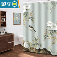 敬平卫生间防水浴帘布浴室淋浴帘隔断帘挂帘窗帘门帘子套装伸缩杆