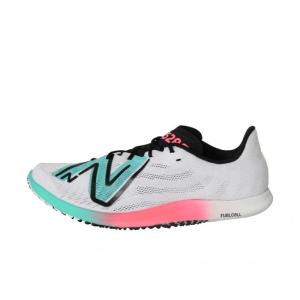 新百伦男士跑步鞋轻量透气高弹反应性跑道竞速鞋子新款 White_×_Pale_Blue 40.5