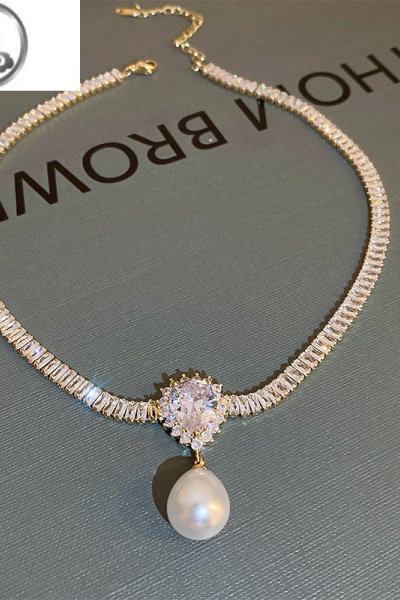 JiMi氛围感珍珠项链女轻奢小众礼服配饰锁骨链高级感毛衣链婚纱颈链