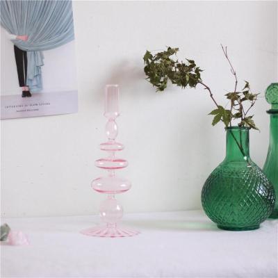 Vintage复古玻璃烛台ins拍照民宿样板间装饰摆件