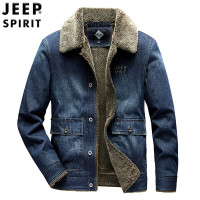 JEEP吉普冬季新男士时尚加绒加厚保暖牛仔棉服夹克衫棉衣