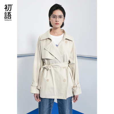 初语风衣女中长款小个子英伦风新款春流行韩版宽松卡其色收腰外套