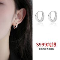 999纯银几何素圈耳环女冷淡风耳钉气质耳扣2025新款耳圈耳饰