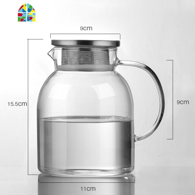 冷水壶耐热玻璃防爆可高温家用北欧大容量水杯套装凉白开水凉水壶 FENGHOU 2200ml一壶四杯+挂杯木架