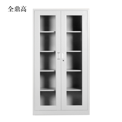 全鼎高钢制档案柜财务凭证柜带锁储物柜铁皮柜书柜通玻对开门文件柜