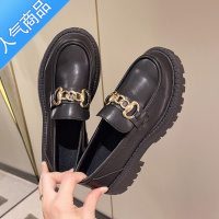 SUNTEK英伦风小皮鞋女2023春秋新款日系jk厚底一脚蹬法式乐福鞋粗跟单鞋