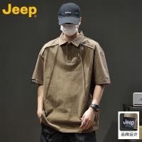 JEEP吉普美式轻薄polo衫男款夏季纯棉百搭宽松休闲男士五分袖T恤