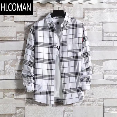 HLCOMAN长袖格子衬衫男士宽松工装衬衣耐磨工作服薄款