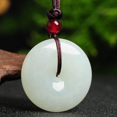 帛兰梓韵天然和田玉白玉吊坠白玉平安扣吊坠和田白玉男女款玉佩玉石挂件糯种玉石吊坠带证书