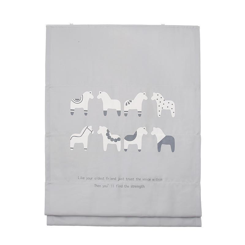 美帮汇北欧风窗帘定制 儿童房卧室布艺遮光罗马帘升降帘成品