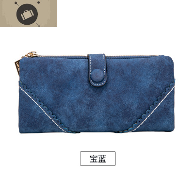 复古磨砂钱包女长款2020新款韩版学生三折多功能女士手拿钱包钱夹艾狄伊娃女手包