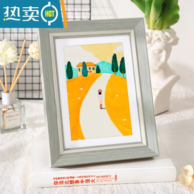 敬平小清新相框摆台6七7寸8儿童照片10创意摆件装裱a4A3画框挂墙像架5 淡绿色 14寸挂墙[可放28*35.4cm]