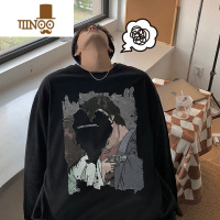 YANXU长袖t恤男士卡通印花百搭宽松休闲卫衣潮牌男生上衣服