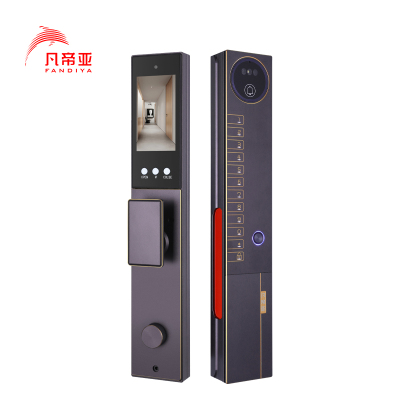 凡帝亚智能锁智能门锁FDY-C40人脸识别远程解锁,视频对讲、电子猫眼、移动侦测、抓拍照片、全自动开锁和上锁
