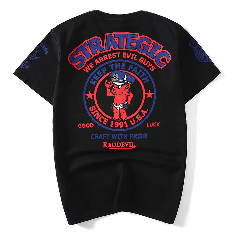 夏季新款日系潮牌纯棉短袖T恤男圆领休闲宽松大码青少年潮流半袖CYLLWXS