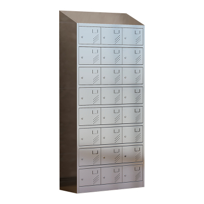 臻远 ZY4111419 201不锈钢斜顶更衣柜员工宿舍储物柜 二十四门更衣柜