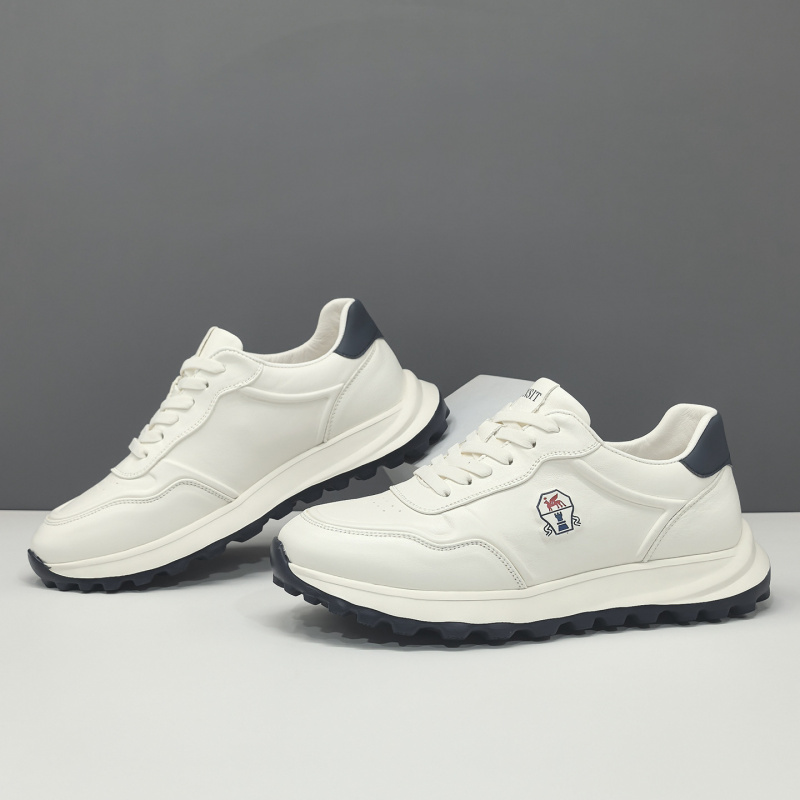 男生头层牛皮板鞋男款潮鞋真皮厚底透气欧洲站男鞋男士运动休闲鞋