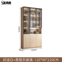 圣承启 玻璃门书柜 三门台