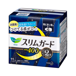 进口花王乐而雅零触感丝薄超长夜用防侧漏卫生巾40cm_11片装