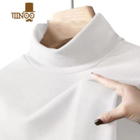 YANXU半高领德绒长袖t恤男士2023新款衣服纯色上衣内搭打底衫男