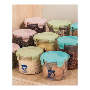 家柏饰(CORATED)厨房塑料保鲜密封罐五谷杂粮豆子粮食储存储物罐子家居食品收纳盒 600ml（颜色随机）