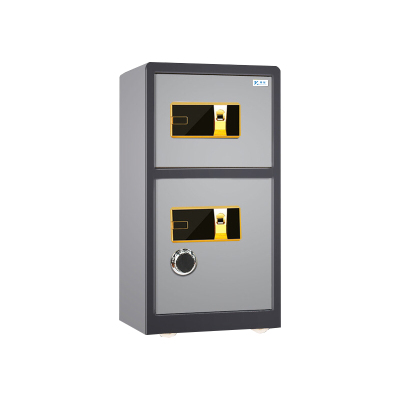 臻远全钢实心防盗保险柜 高100cm双门双层指纹款深空灰色