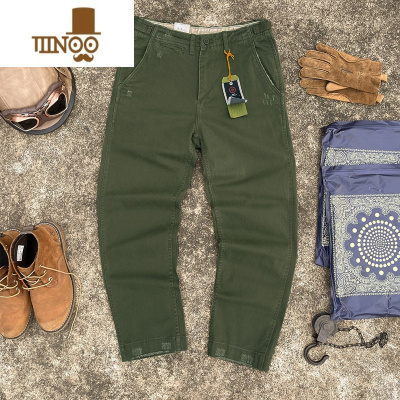 YANXU高端直筒工装休闲裤男宽松厚实秋美式复古做旧破坏碳素潮