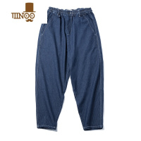 YANXU工装日系休闲丹宁锥形牛仔裤宽松萝卜束脚灯笼裤哈伦裤子男秋