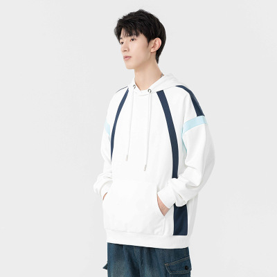秋冬季潮牌连帽卫衣男新款拼色落肩款宽松休闲学生百搭上衣服男装