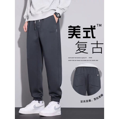 裤子男款秋冬新款男款加绒加厚运动束脚休闲春秋款针织卫裤男