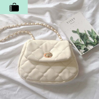 新款云朵包包女2019夏季ins休闲百搭白色菱格链条包单肩斜跨小包NEW LAKE女斜挎包