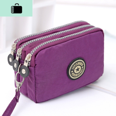 新款帆布零钱包卡通手拿手提包 三层拉链女短款手机包钱NEW LAKE女手包