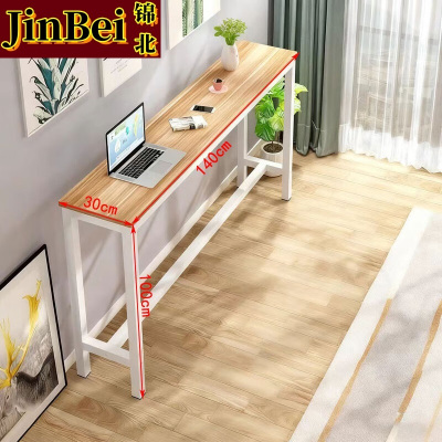 锦北家用吧台奶茶店高脚桌靠墙商用长条桌酒吧台桌椅组合140*30*100单桌