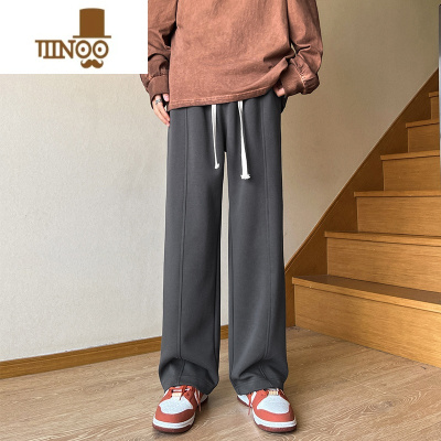 YANXU美式秋款运动裤男直筒宽松垂坠感卫裤高街拖地阔腿休闲裤子青少年