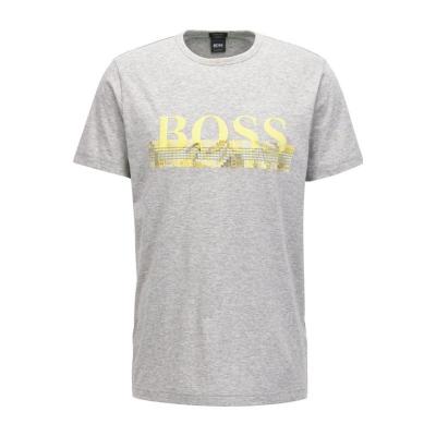 Hugo boss简约舒适休闲百搭男士上衣 垂直下摆logo印花圆领短袖T恤