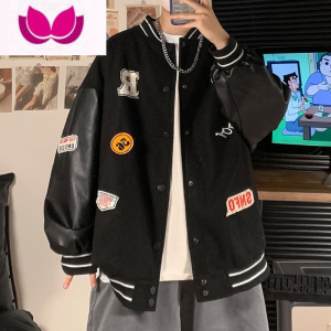 七斓大码300斤棒球服外套男女新款宽松正肩夹克美式学生复古上衣