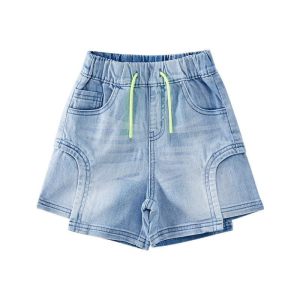 [2件2折价:42]米喜迪mecity童装夏男童短裤夏拼接廓形宽松薄款牛仔中裤