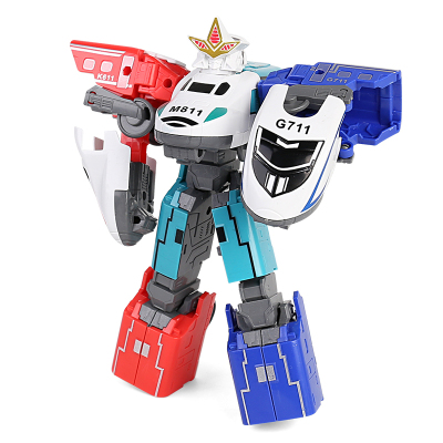 儿童变形玩具金刚5模型汽车列车机器人手办男孩6合体变身礼物套装高铁英雄变形战士（三色随机发单个装）