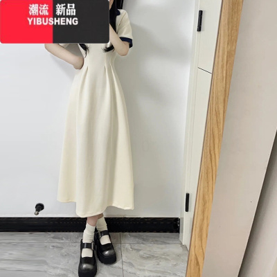 YIBUSHENG法式气质高级感Polo连衣裙子女装季2024新款小个子收腰显瘦长裙