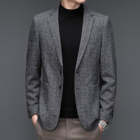 秋冬新款免烫羊毛西装男士韩版修身潮流休闲西服呢子外套