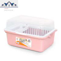 简易碗柜装碗筷收纳箱带盖沥水架塑料置碗盆家用碗盒厨房放碗架子 三维工匠收纳层架