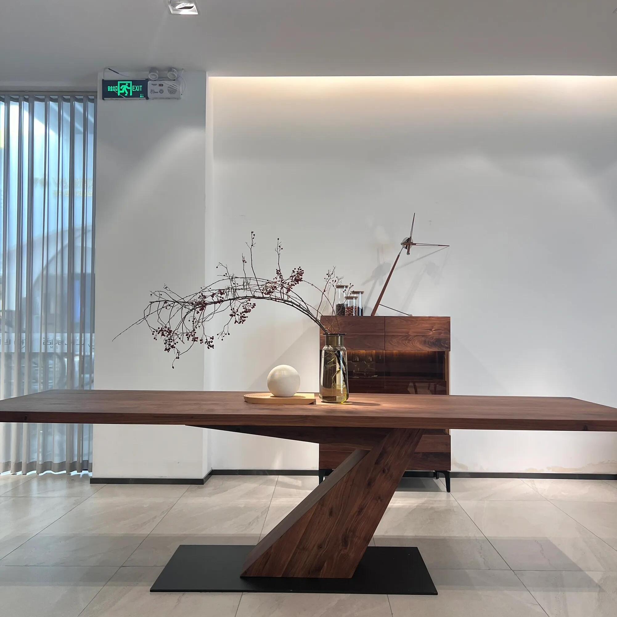新中式高端黑胡桃白蜡木实木餐桌酒店民宿饭厅饭桌高端定制家俱