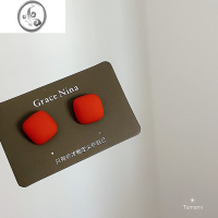 JiMi秋冬磨砂几何方块雾面显白复古耳钉高级感气质无耳洞耳夹耳环学生