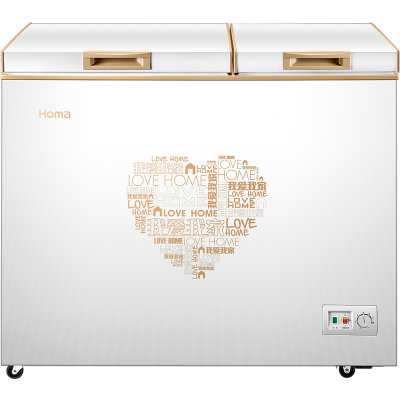 奥马(homa)161升双温冷柜 家用冷藏冷冻小冷柜 卧式冷柜 bcd-161g2