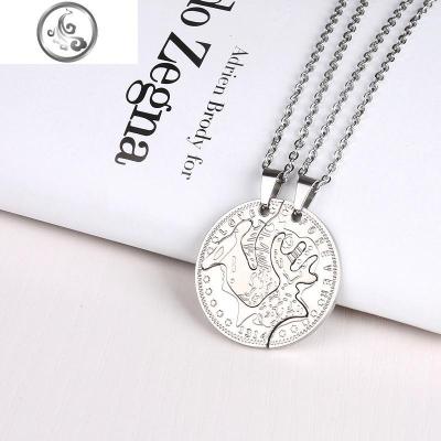 情侣项链一对男女学生简约钛钢吊坠拼接古代定情信物闺蜜姐妹小鹿 JiMi