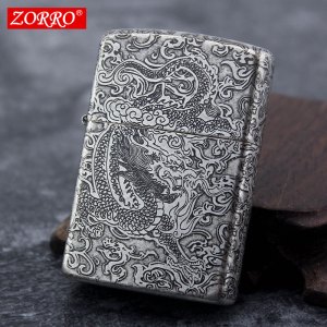 zorro佐罗煤油打火机 铜壳煤油 五面手工复古 个性创意防风火机送礼男