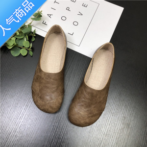 SUNTEK春夏新款棉麻文艺森系女鞋平跟禅意乐福鞋软底韩版套脚单鞋